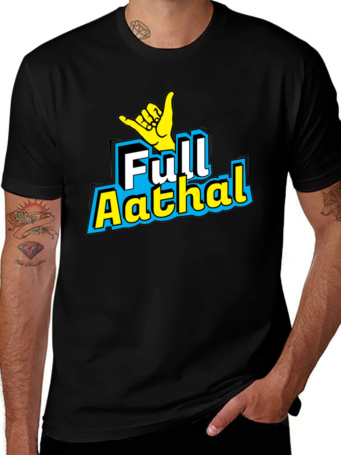 Full Aathal Graphic Tee - Hang Loose Black T-Shirt