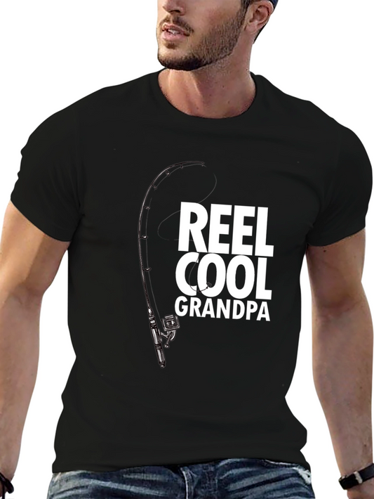 Reel Cool Grandpa T-Shirt - Fishing Rod Graphic Tee
