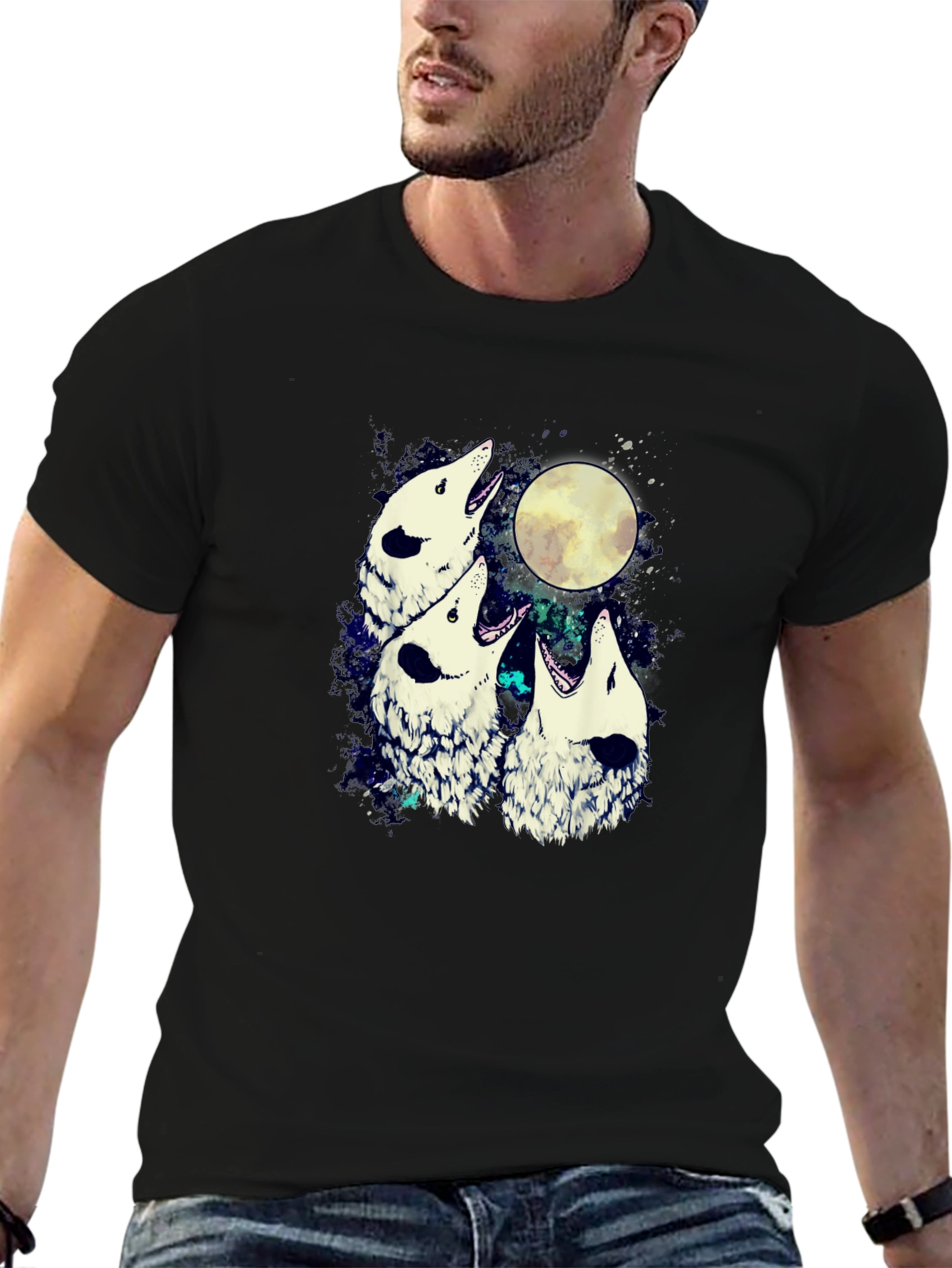 Wolf Moon Mens Graphic T-Shirt