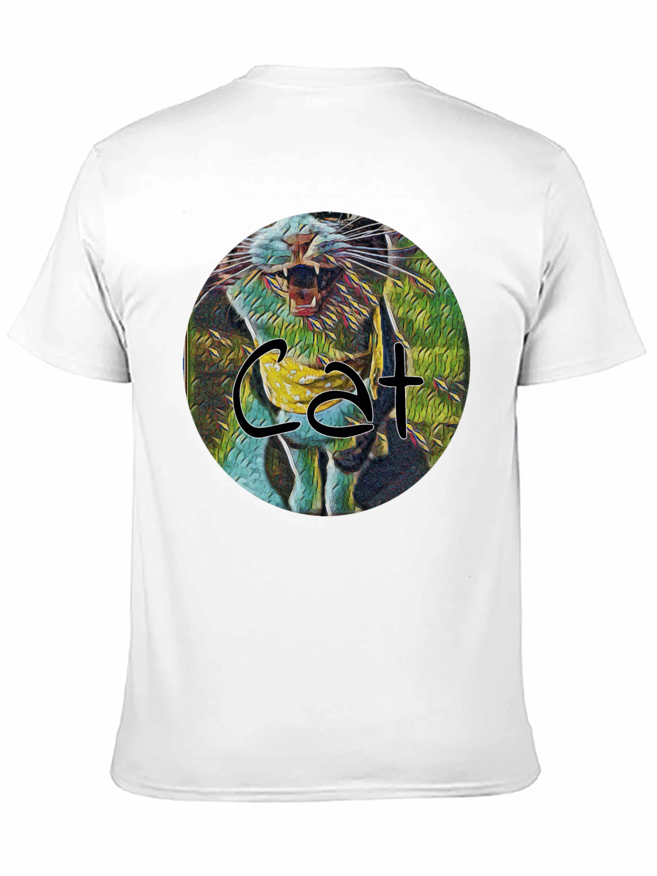 Cat Graphic Print Black Tee