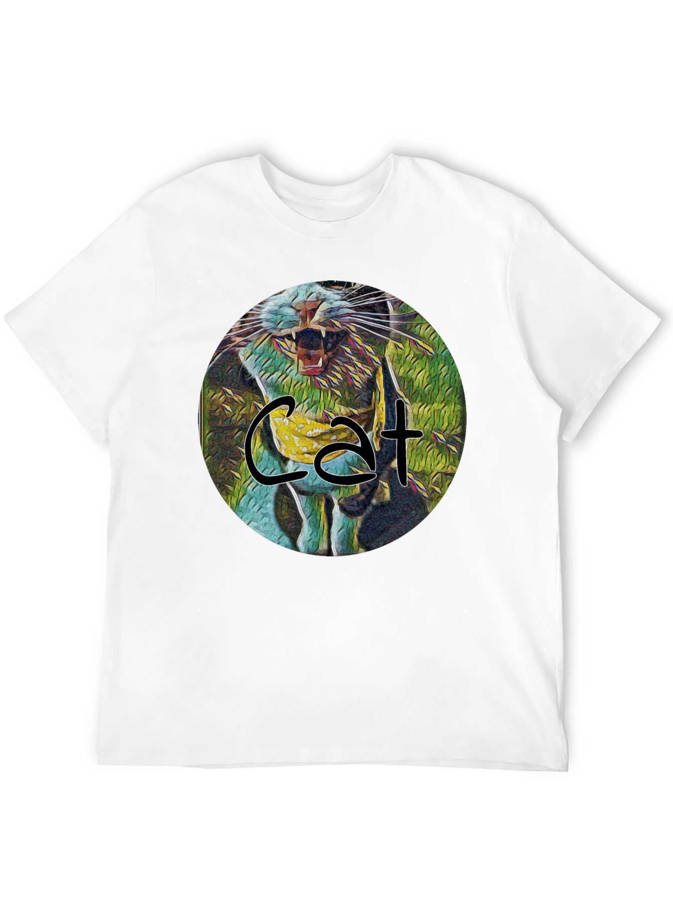 Cat Graphic Print Black Tee