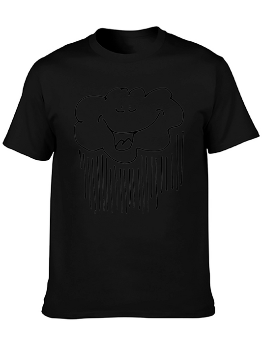 Rainy Cloud Graphic Tee - Black Cotton T-Shirt