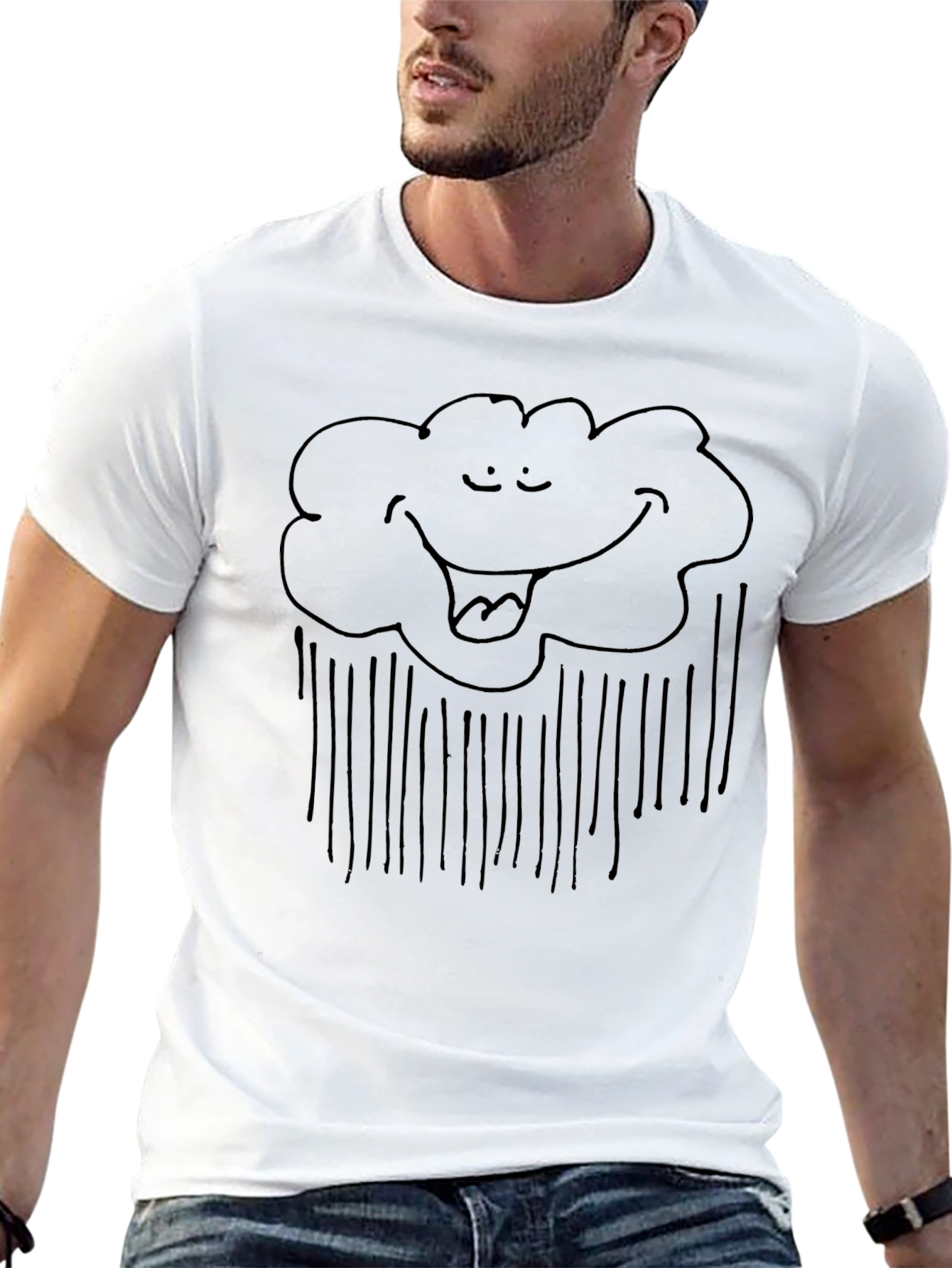 Rainy Cloud Graphic Tee - Black Cotton T-Shirt