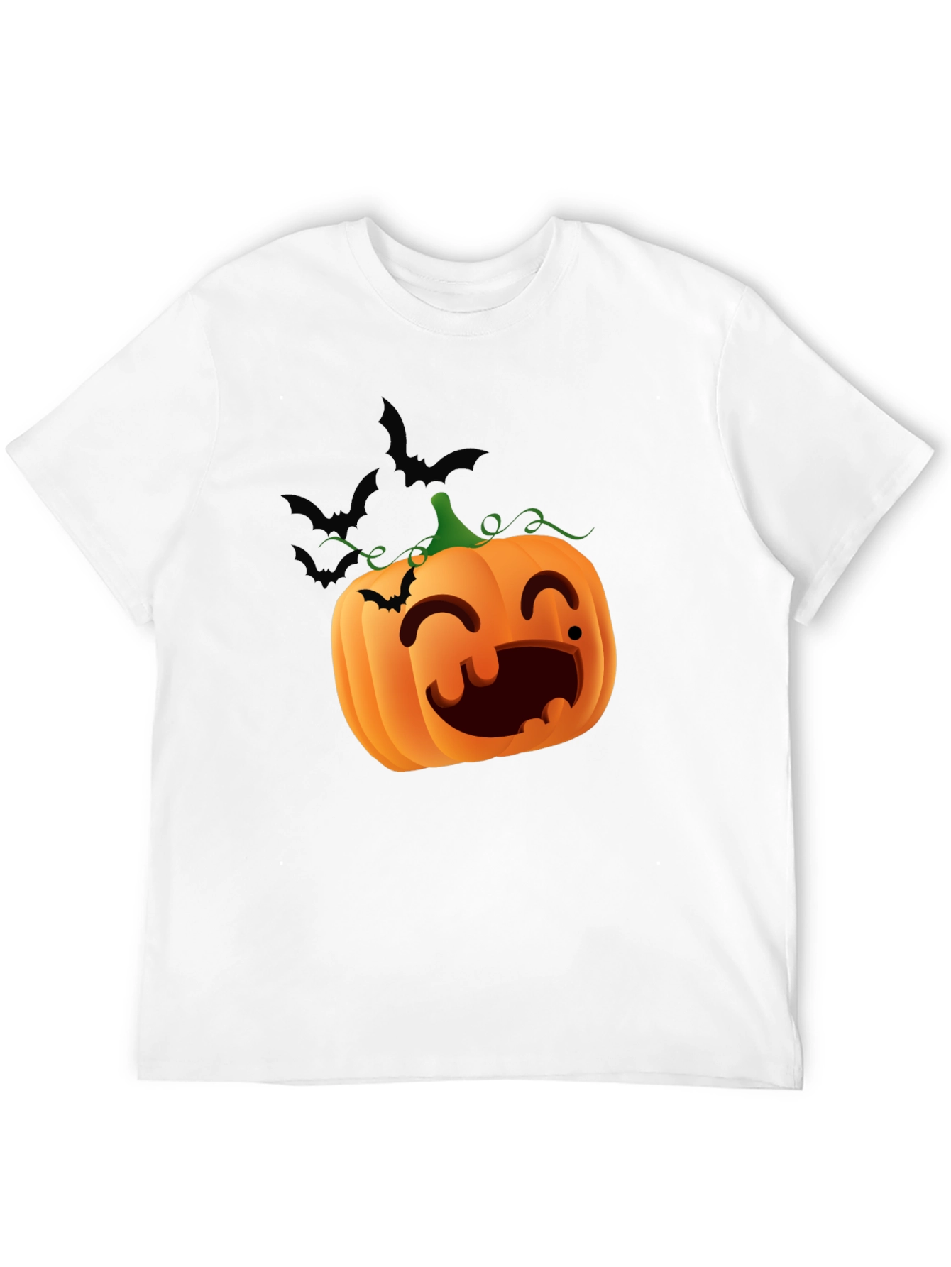 Halloween Pumpkin Bats Graphic Black T-Shirt