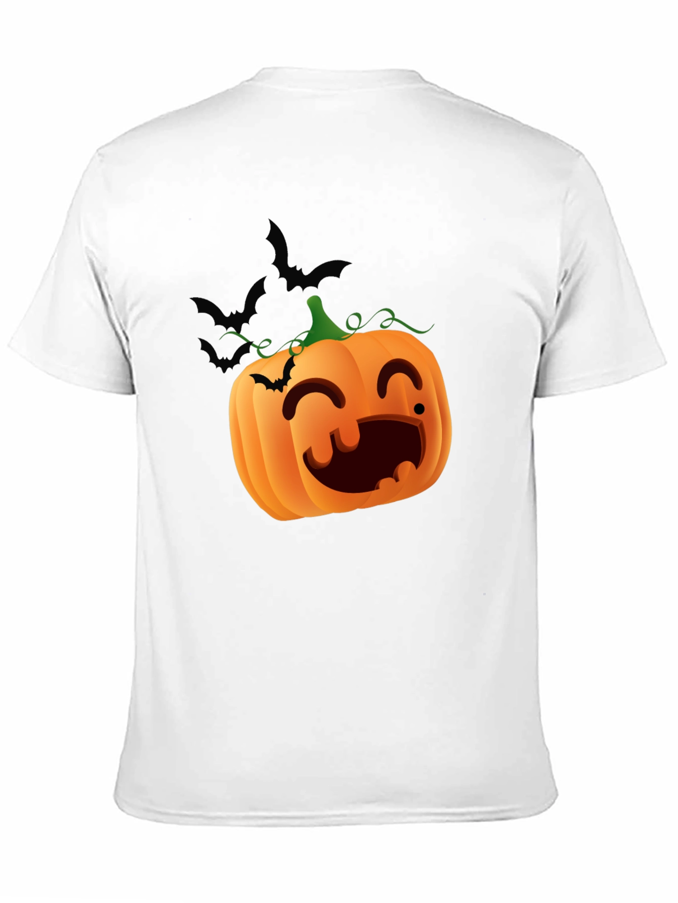 Halloween Pumpkin Bats Graphic Black T-Shirt