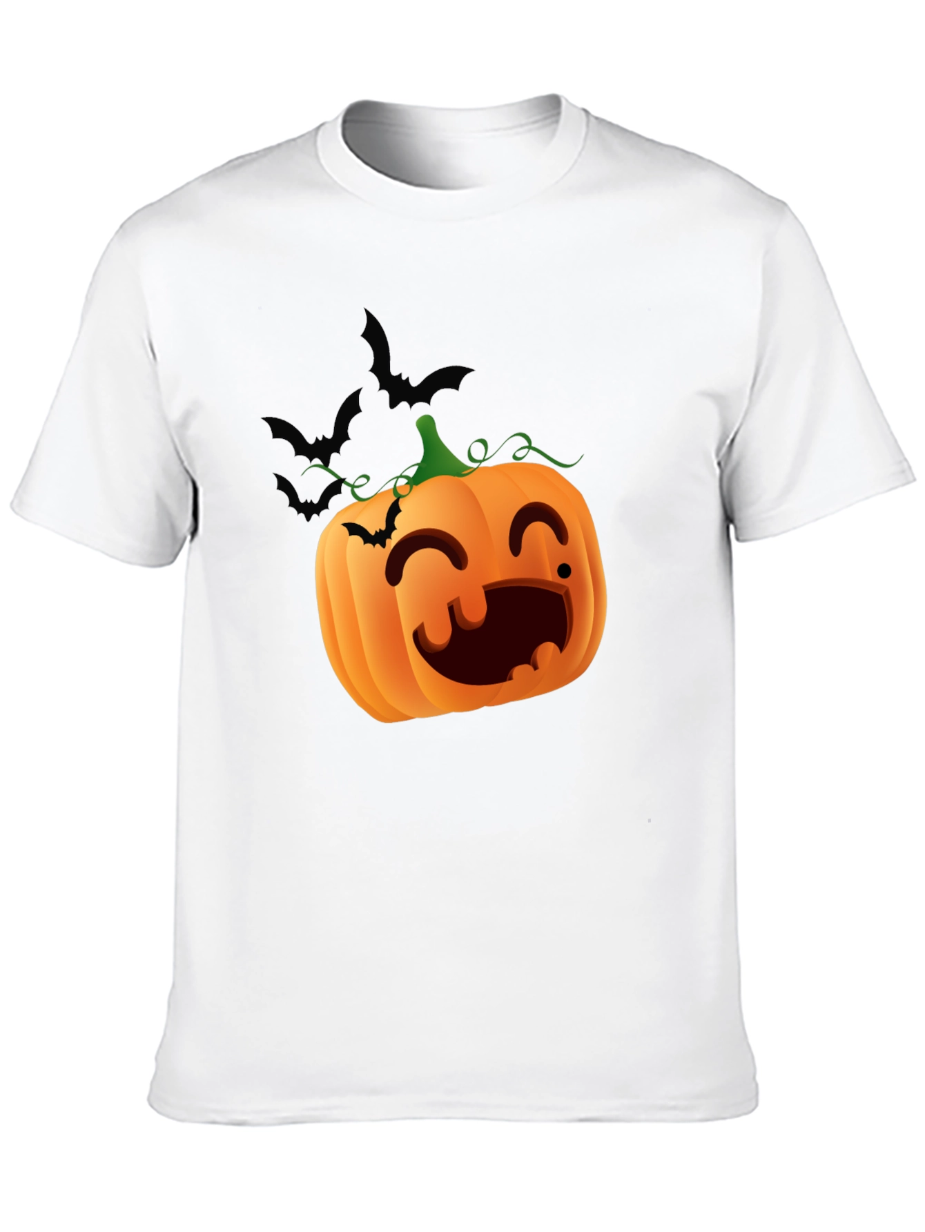 Halloween Pumpkin Bats Graphic Black T-Shirt