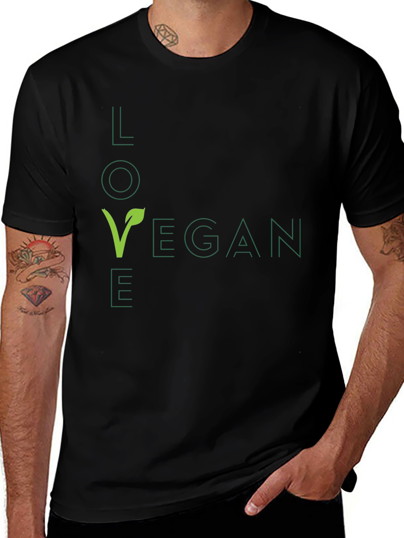 Vegan Love Graphic Tee - Black