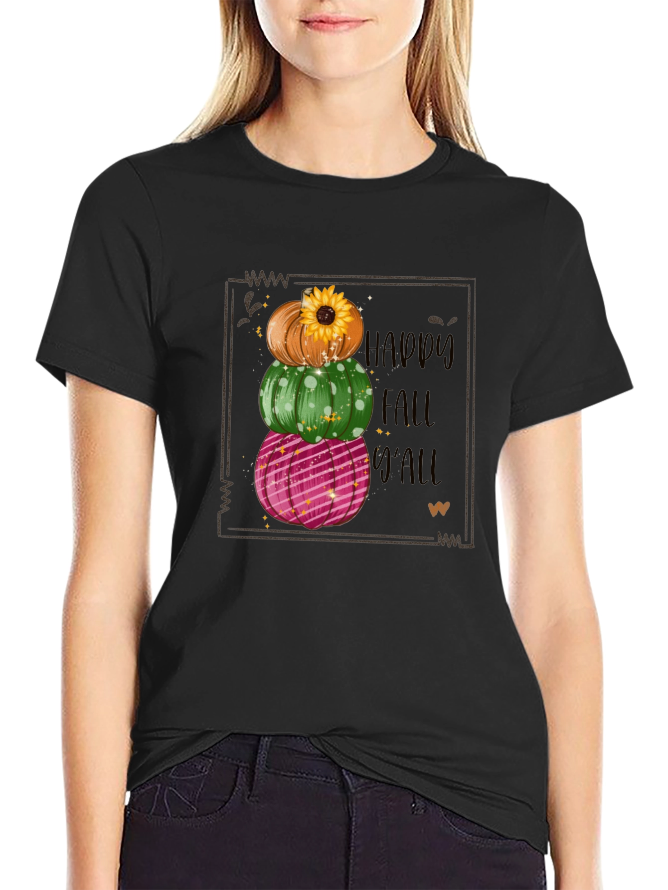 Happy Fall Yall Stacked Pumpkin T-Shirt