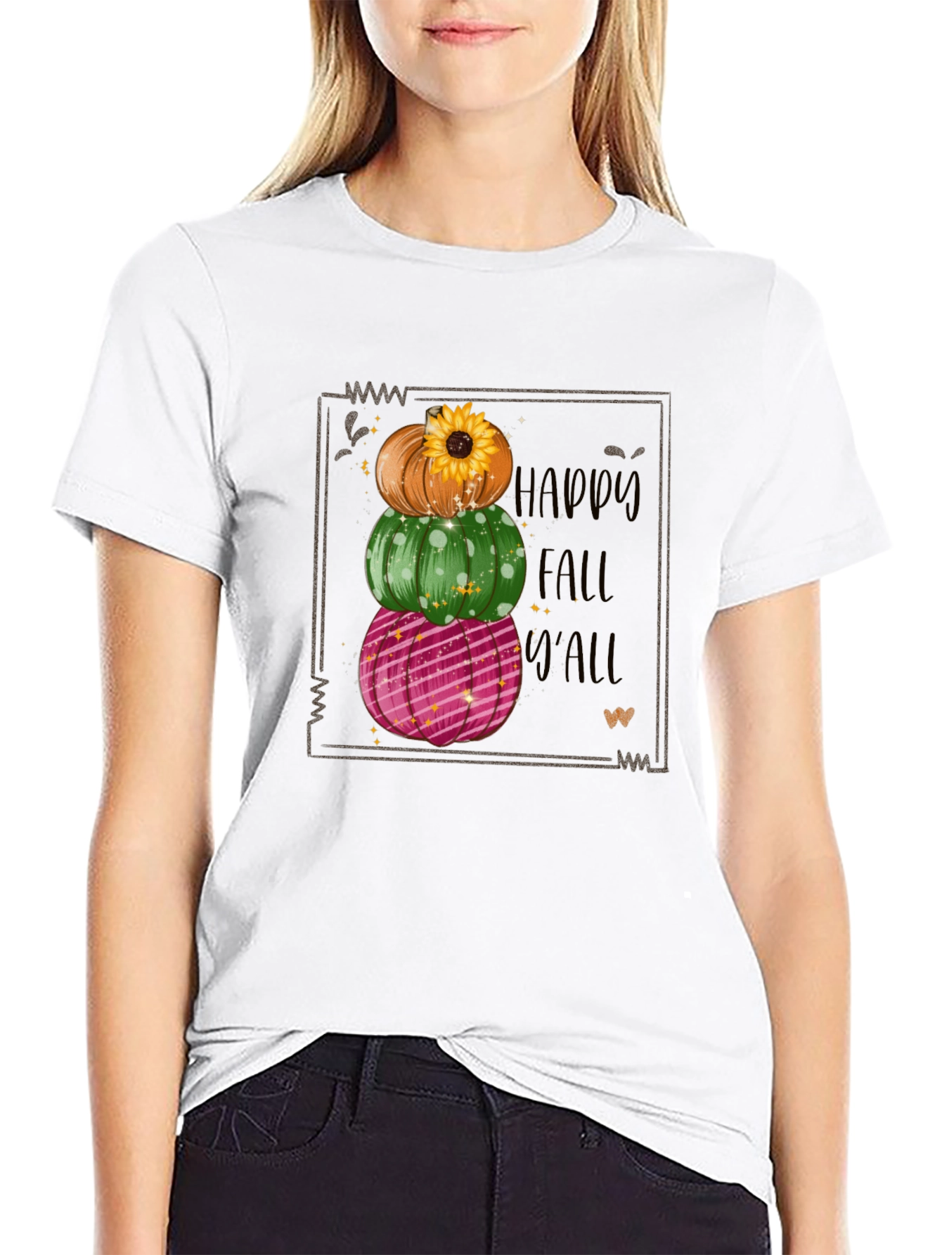 Happy Fall Yall Stacked Pumpkin T-Shirt