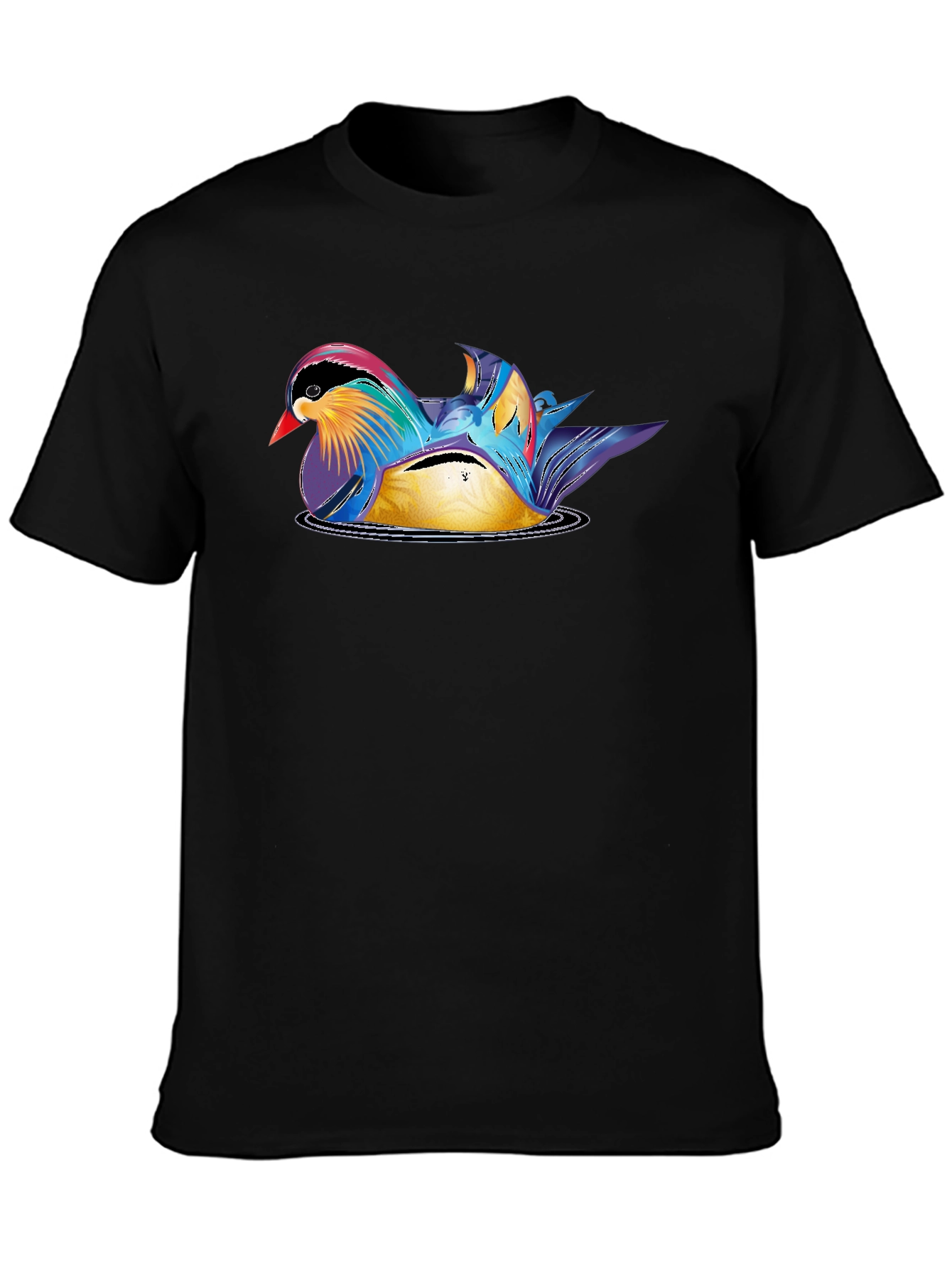 Mandarin Duck Graphic Tee - Stylish Mens Black T-Shirt