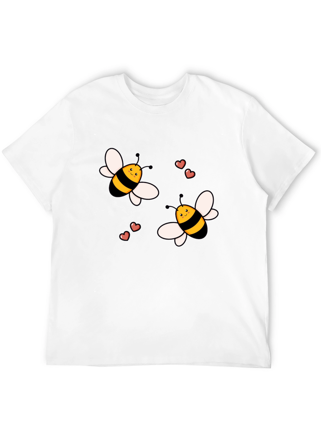 Cute Cartoon Bee T-Shirt Black Cotton Crew Neck