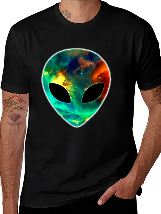 Cosmic Alien Head T-Shirt - Black Graphic Tee