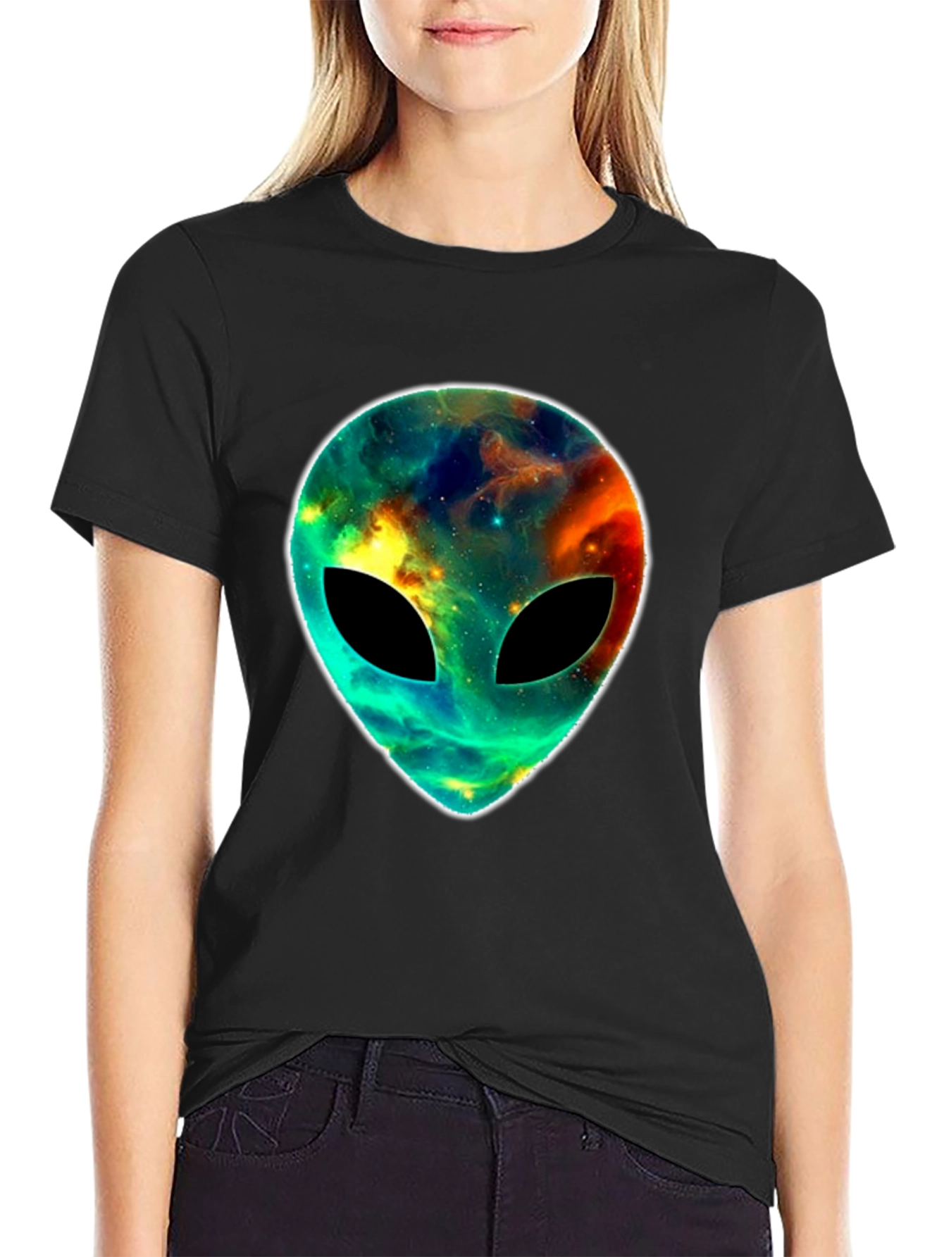 Cosmic Alien Head T-Shirt - Black Graphic Tee