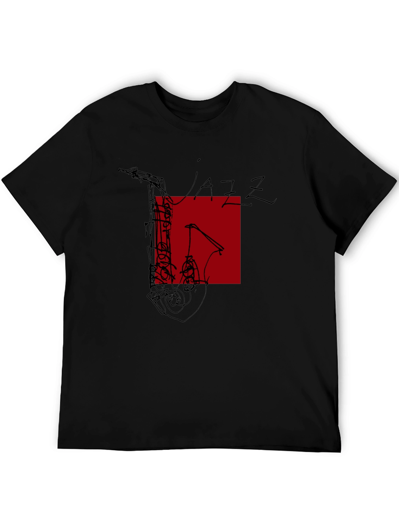 Jazz Music Graphic Tee - Black Saxophone Design