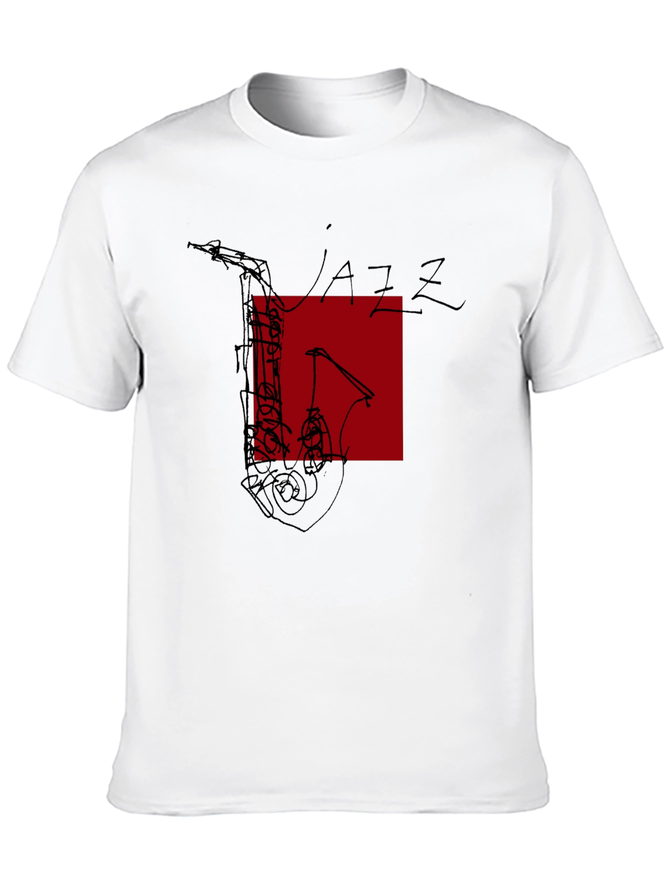 Jazz Music Graphic Tee - Black Saxophone Design
