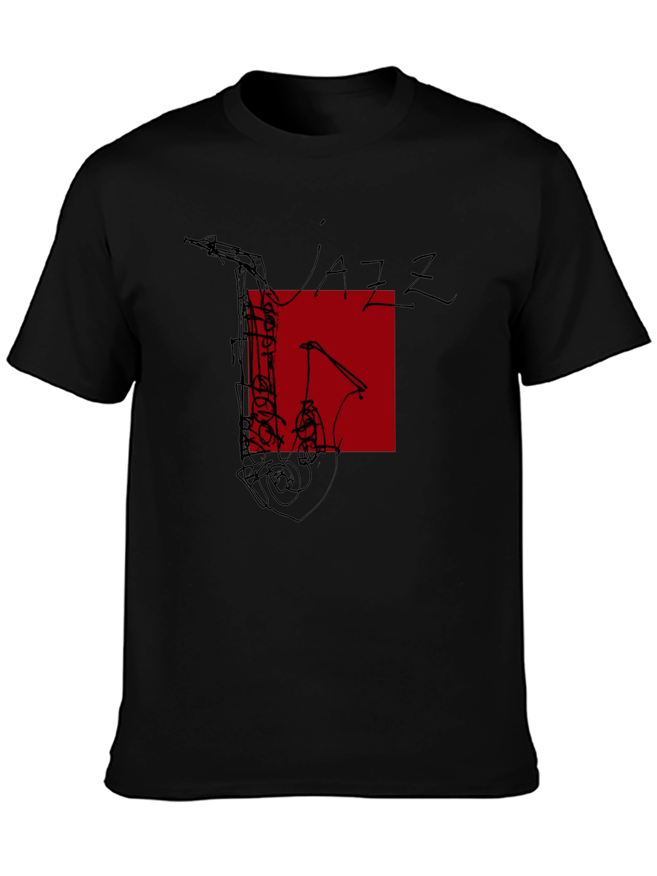 Jazz Music Graphic Tee - Black Saxophone Design