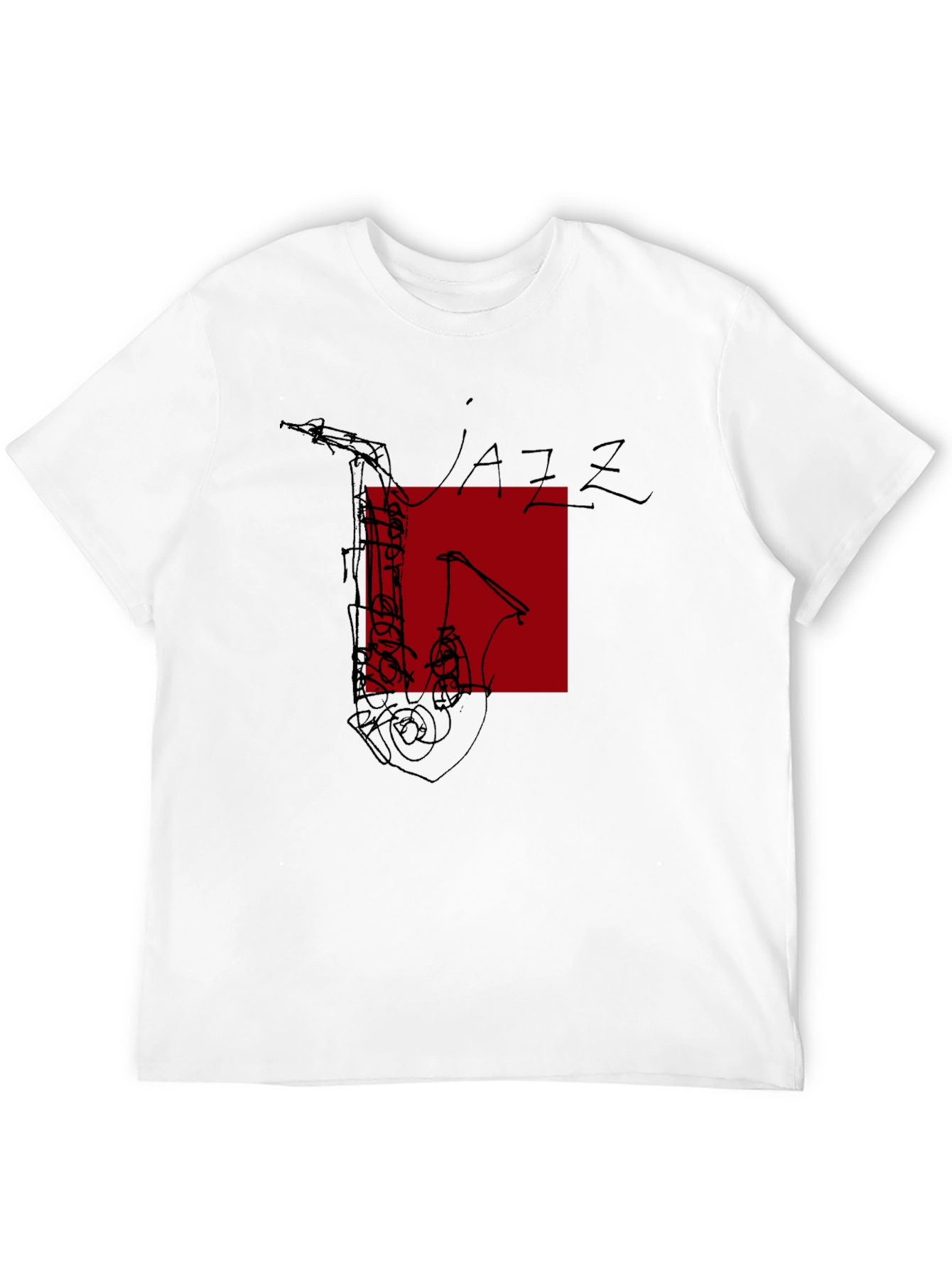 Jazz Music Graphic Tee - Black Saxophone Design