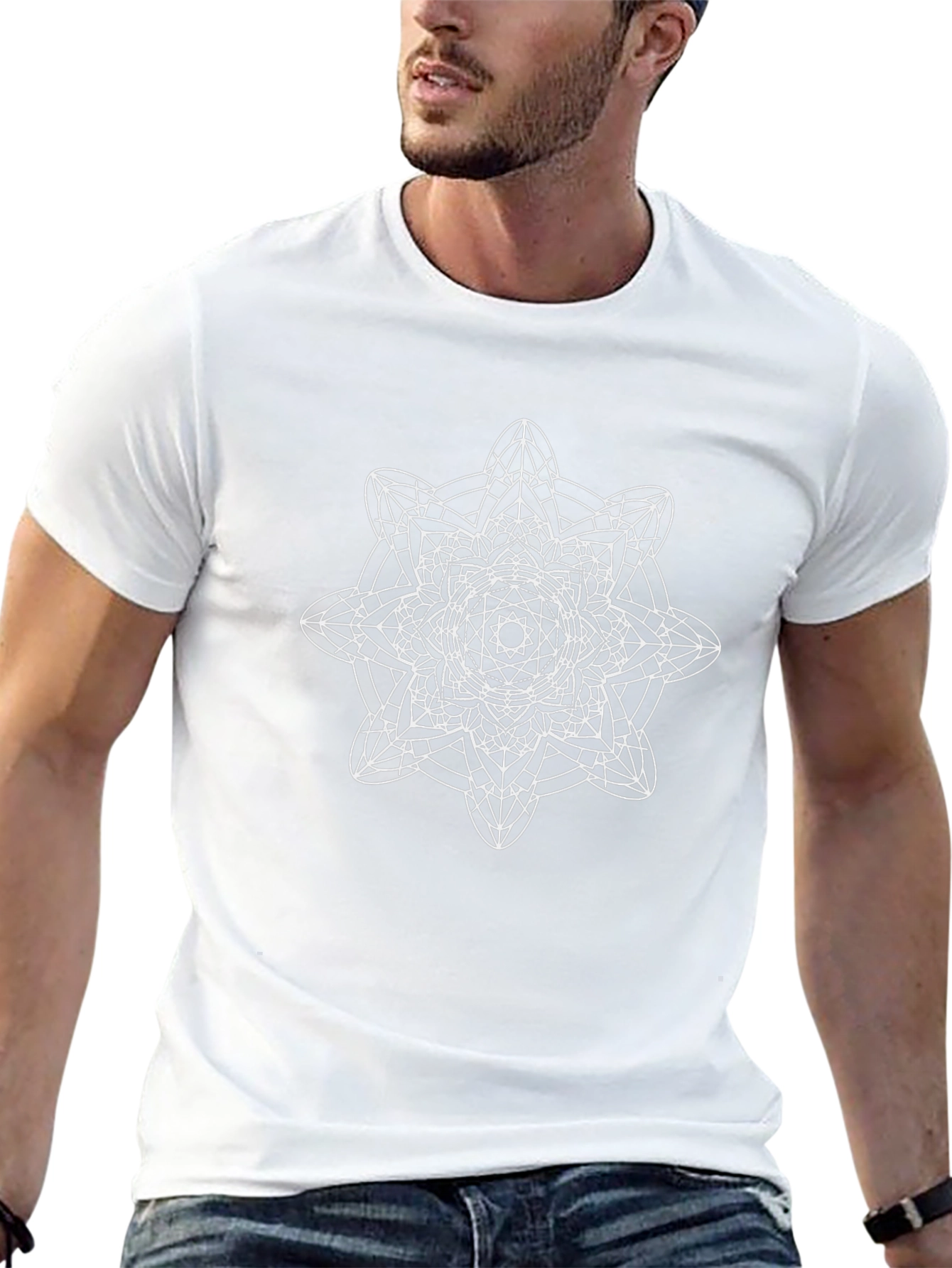 Geometric Mandala Graphic T-Shirt - Black