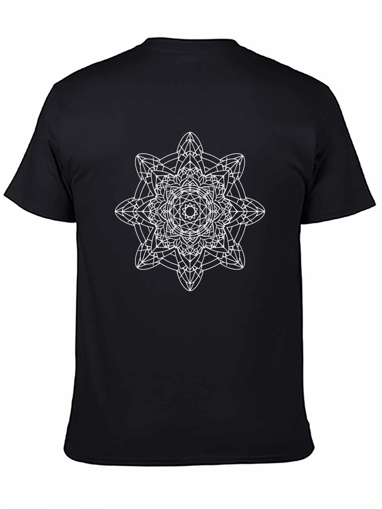 Geometric Mandala Graphic T-Shirt - Black
