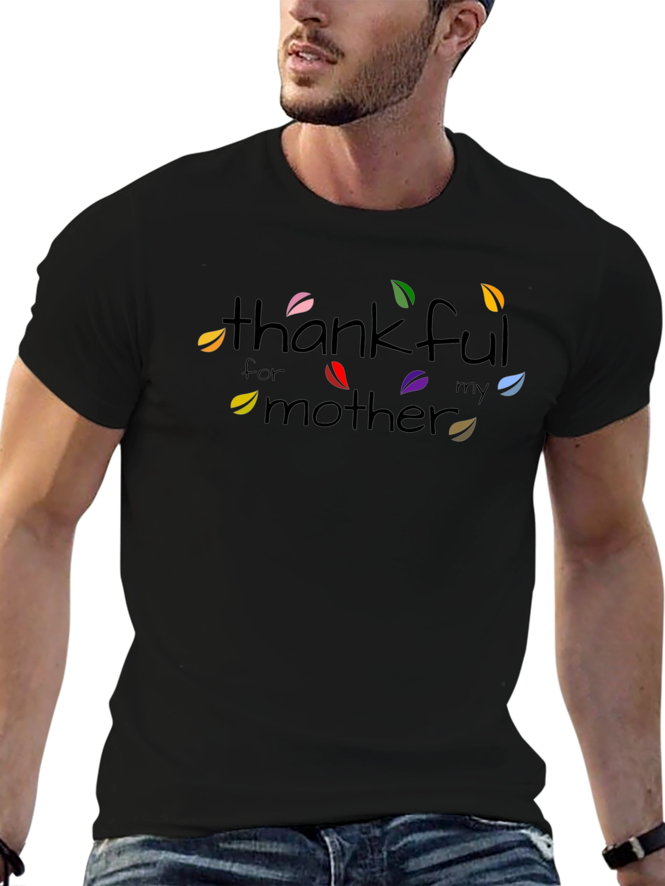 Thankful for My Mother Graphic T-Shirt - Black