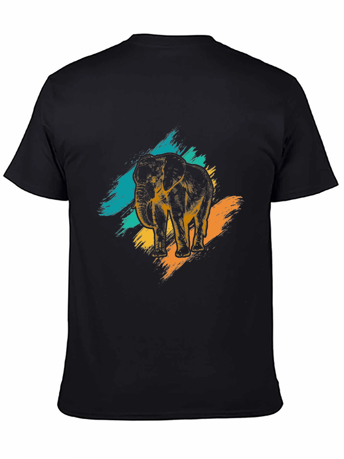 Elephant Graphic Print Black T-Shirt