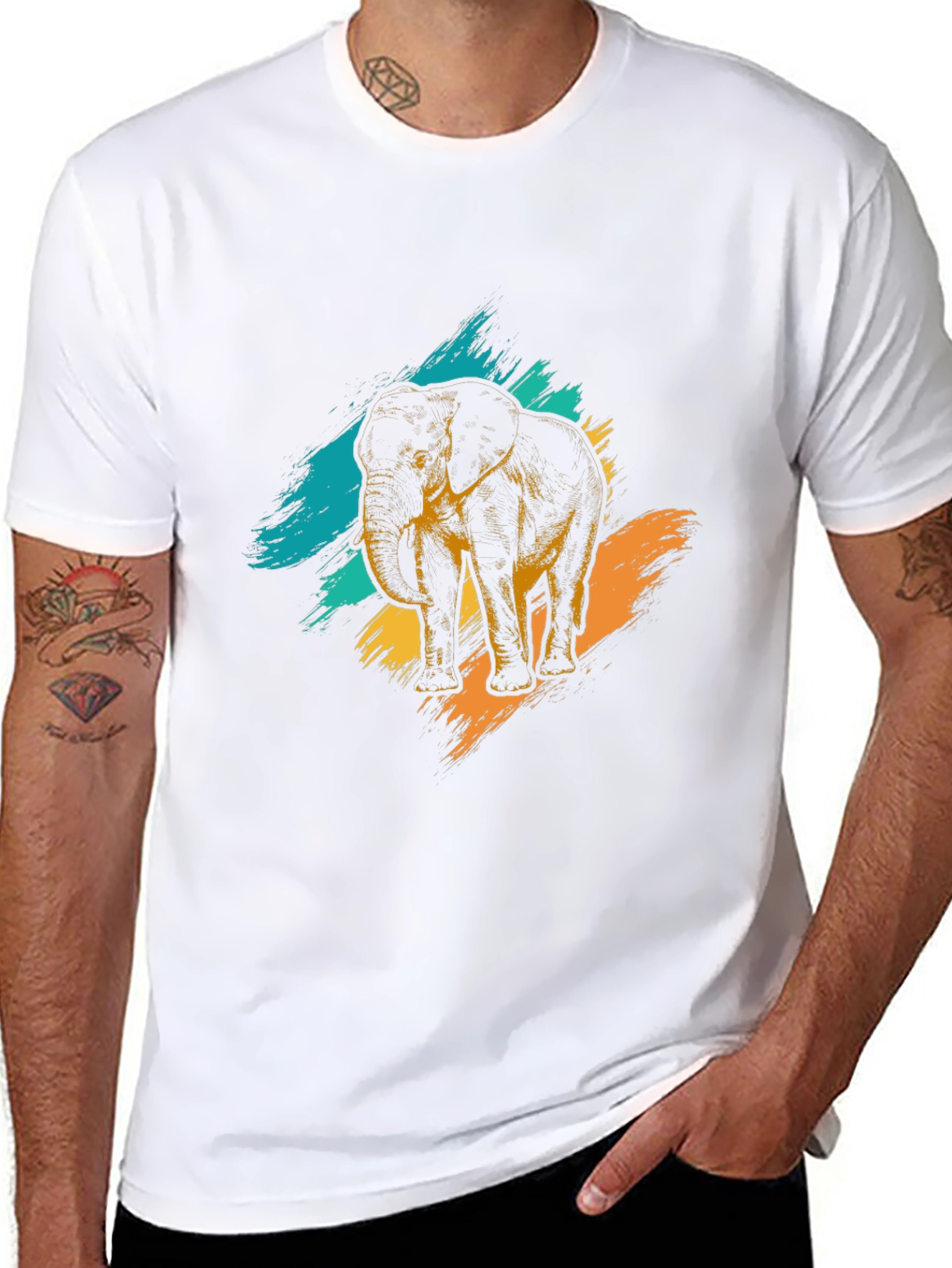 Elephant Graphic Print Black T-Shirt