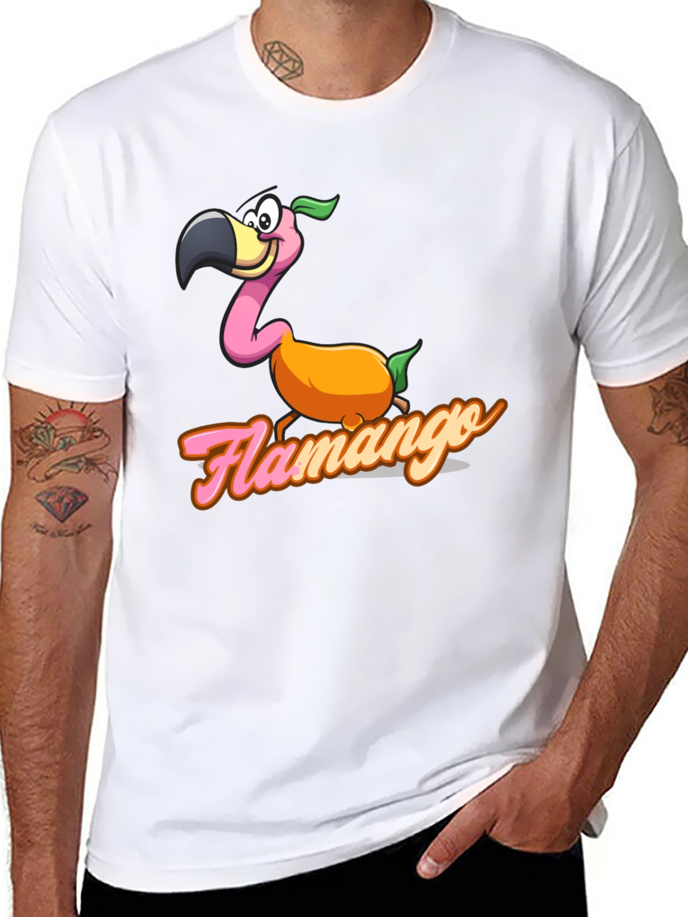 Flamango Graphic Tee - Tropical Fruit Flamingo T-Shirt
