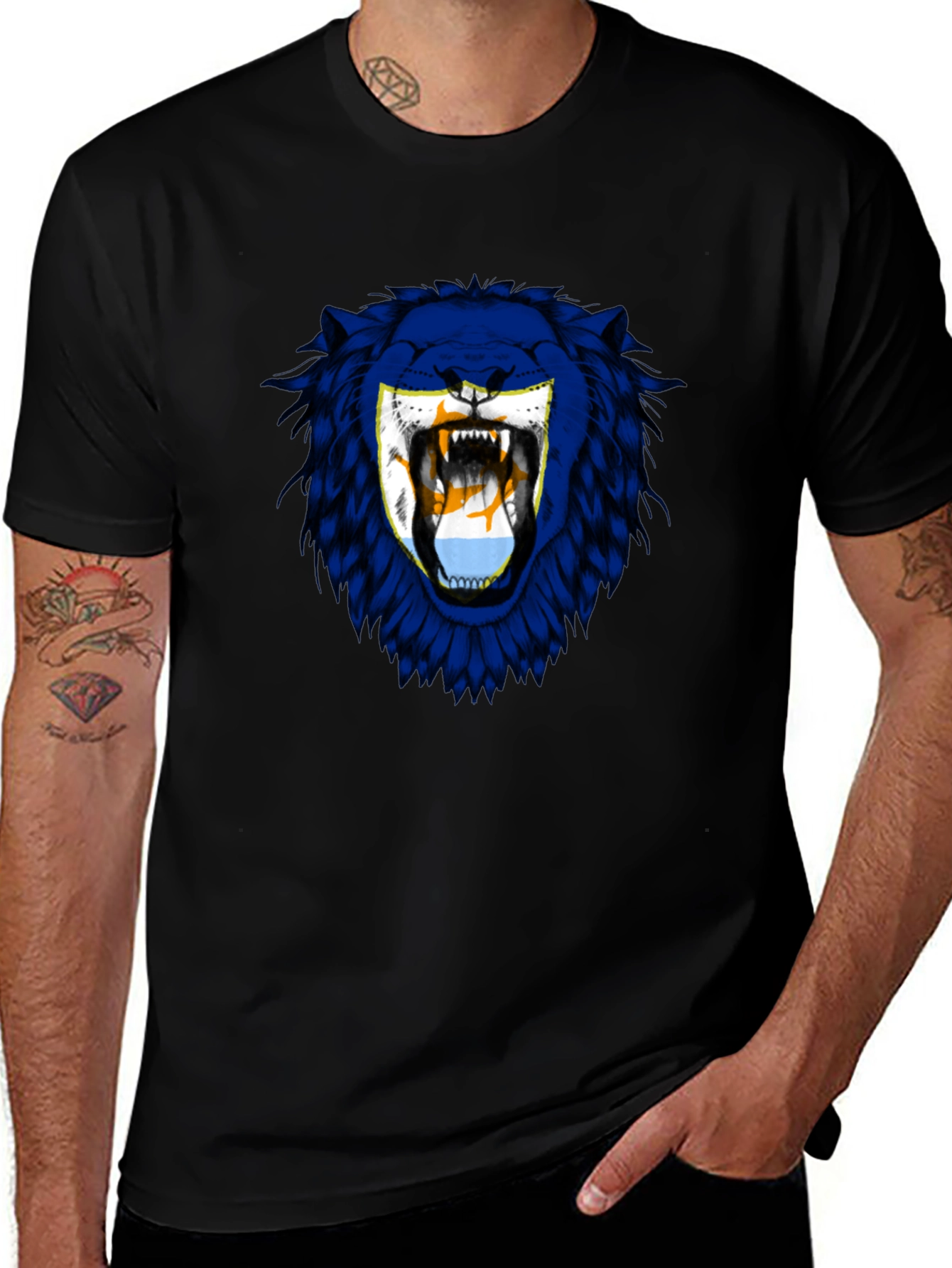 Lion Flag Graphic Tee - Mens Black T-Shirt