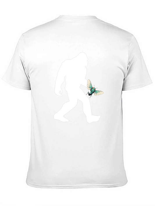 Sasquatch & Butterfly Graphic T-Shirt - Black