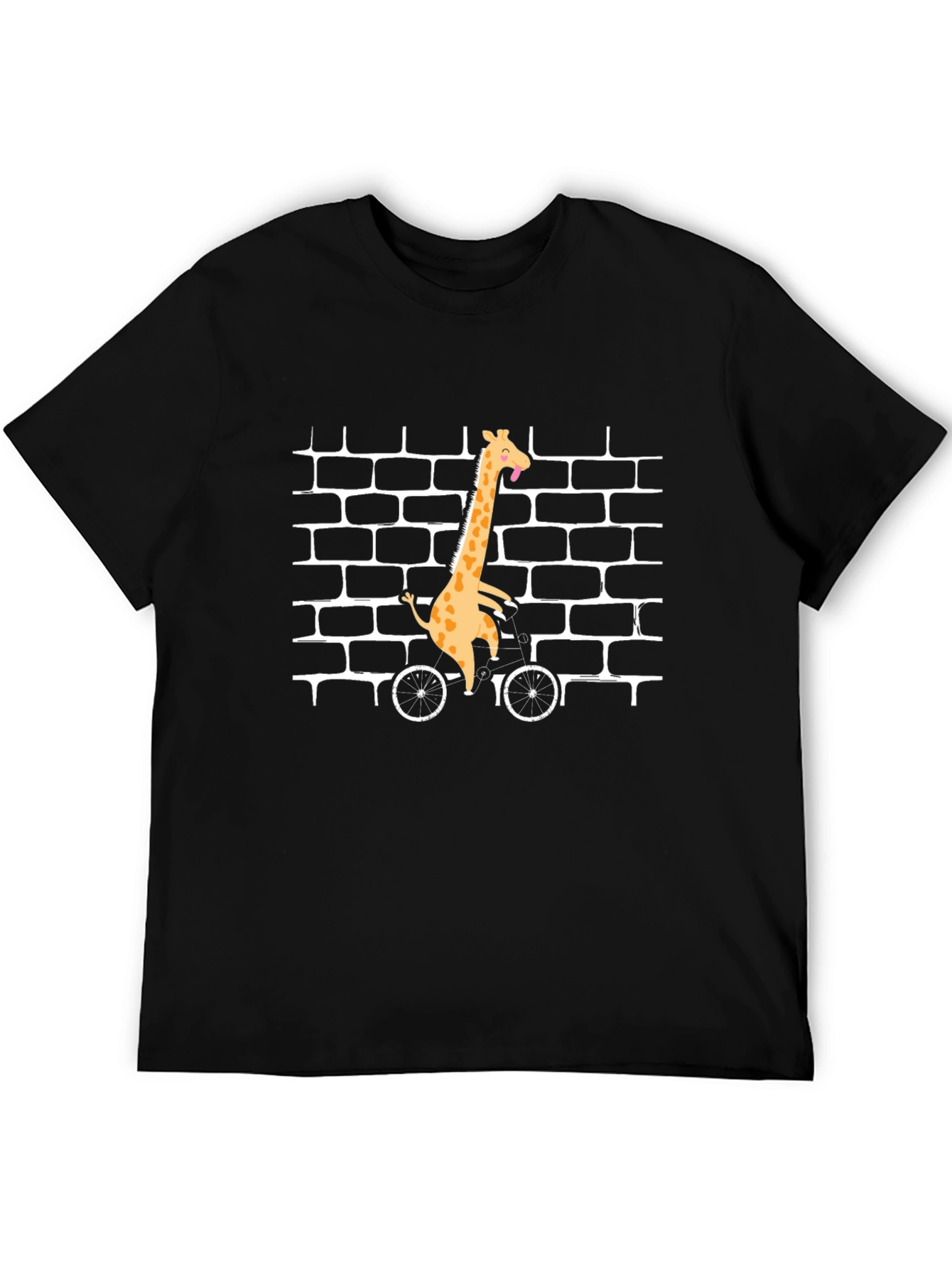 Giraffe on Bike Graphic Tee - Black