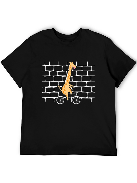 Giraffe on Bike Graphic Tee - Black
