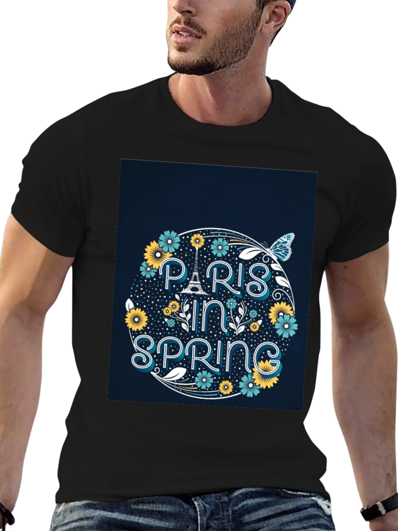Paris in Spring Graphic Tee - Black