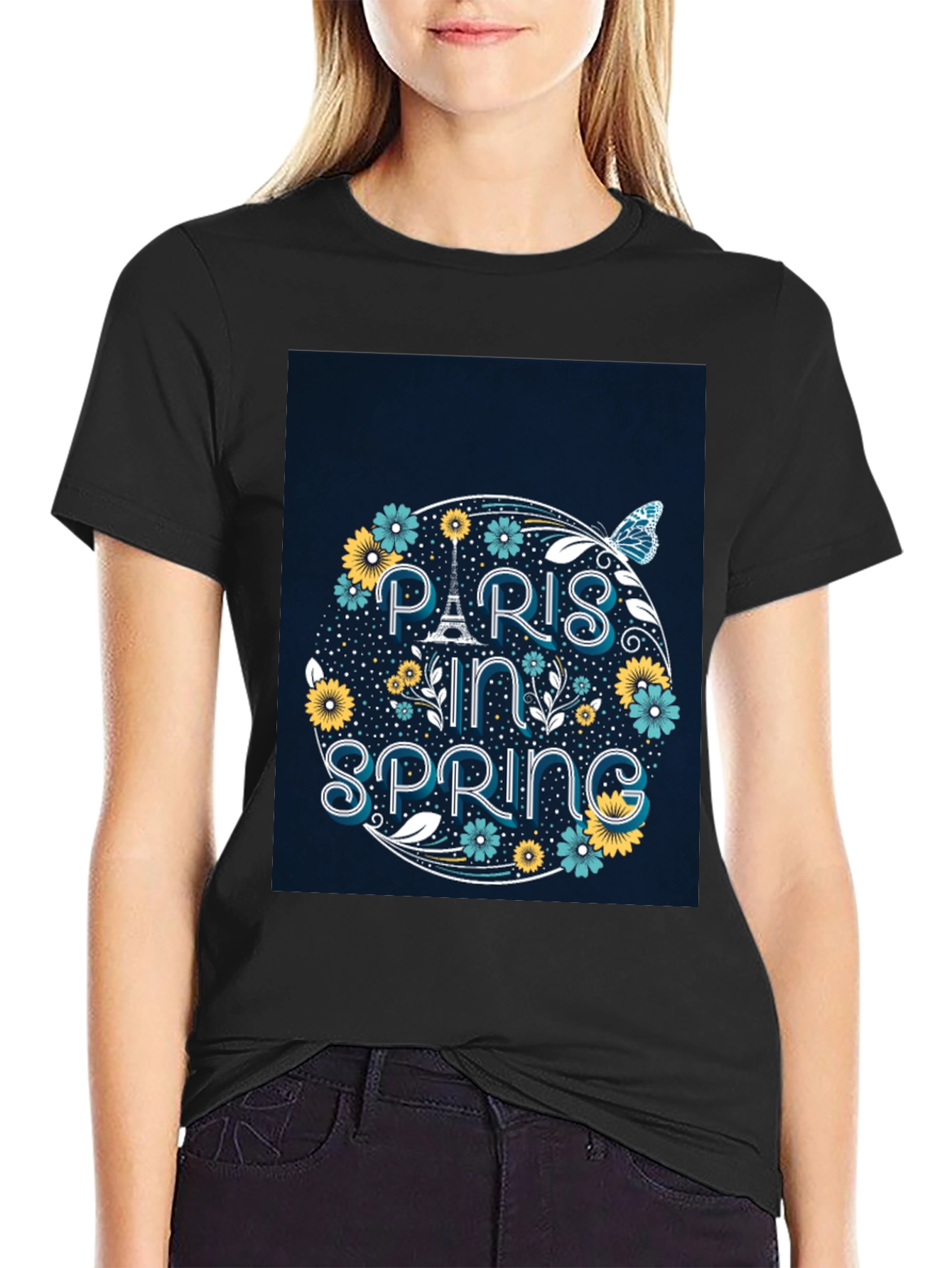 Paris in Spring Graphic Tee - Black