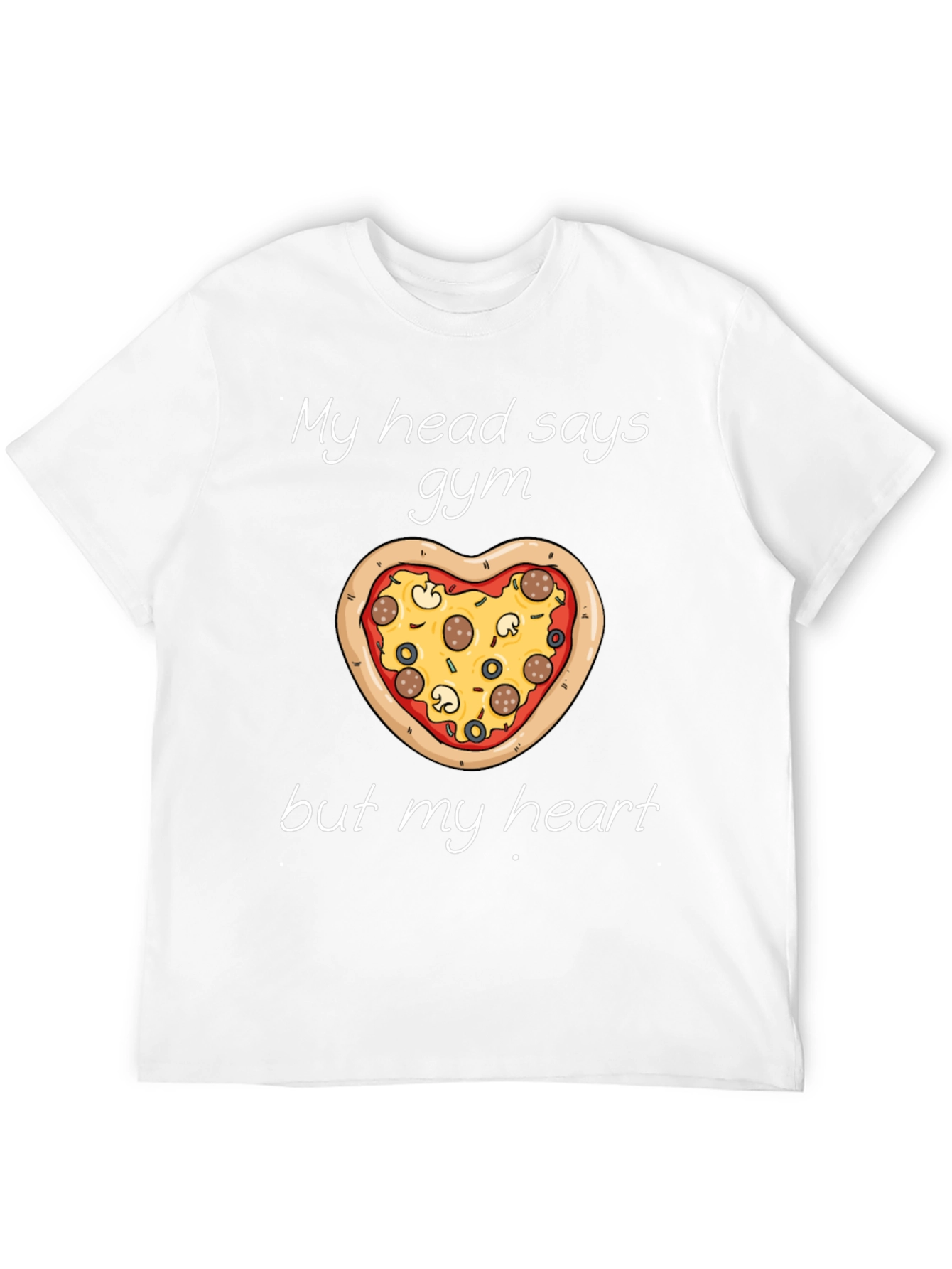 Gym Pizza Heart Graphic Tee Funny Workout Shirt