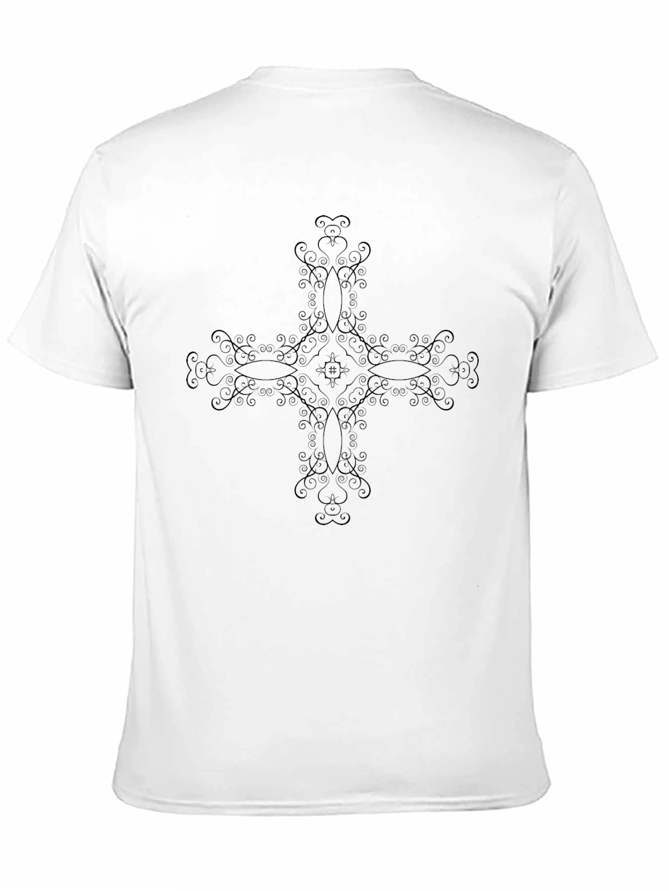 Elegant Cross Design Black T-Shirt