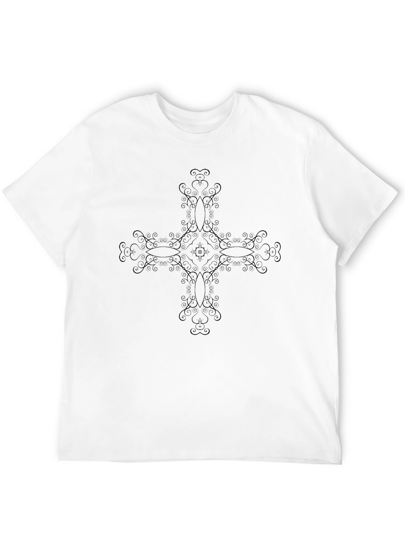 Elegant Cross Design Black T-Shirt