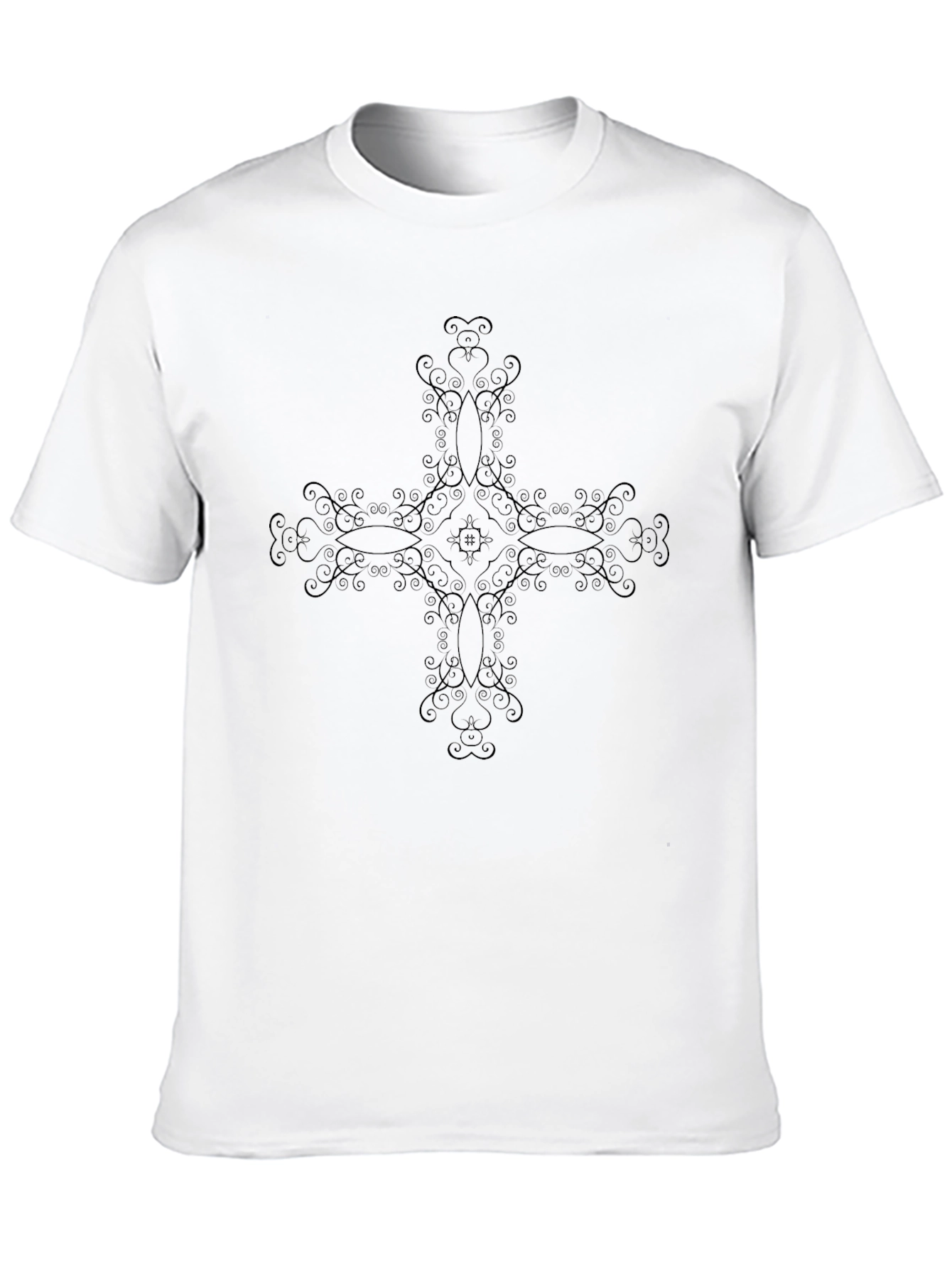 Elegant Cross Design Black T-Shirt