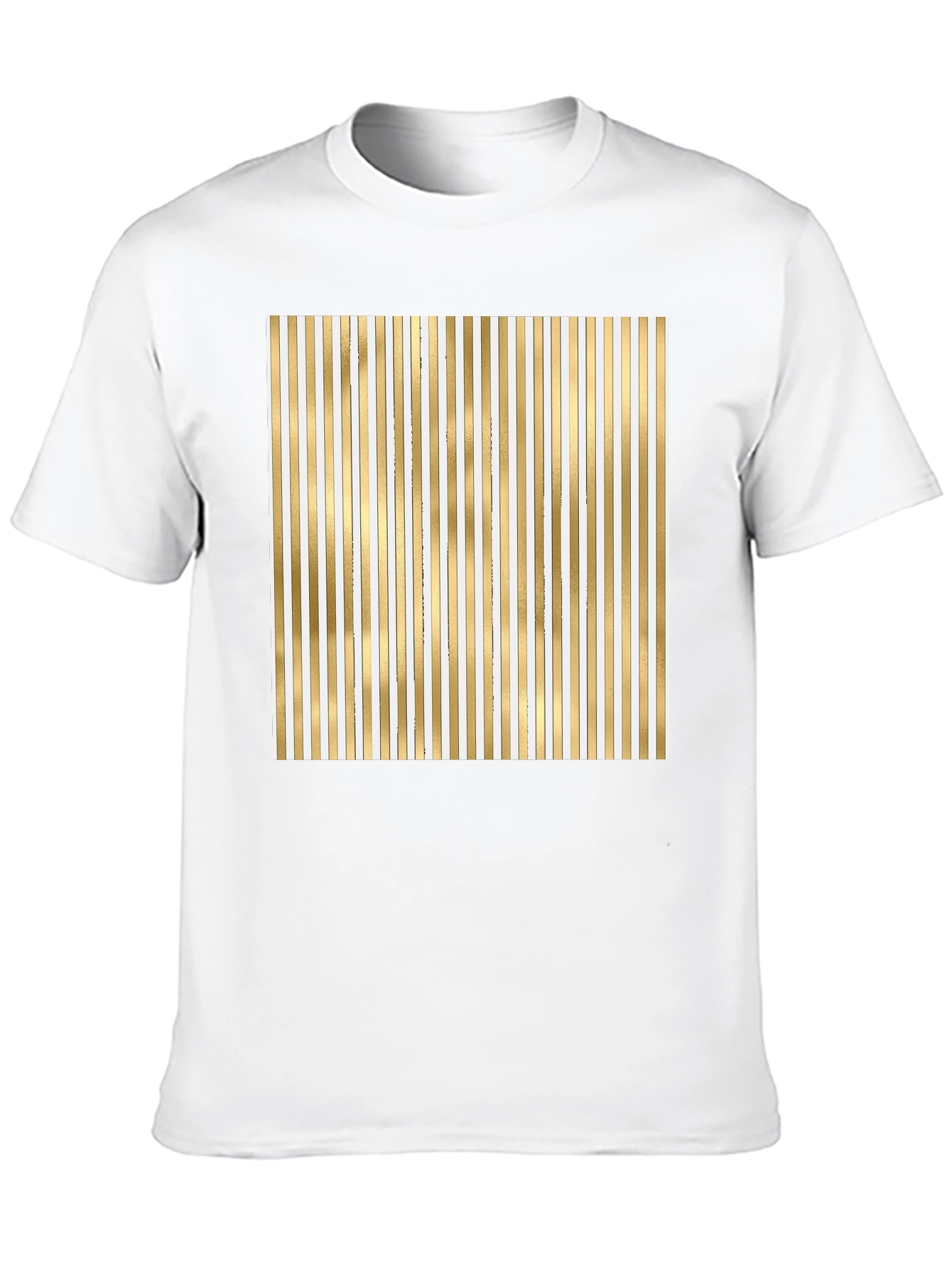 Striped Gold & White Graphic Tee - Modern Design