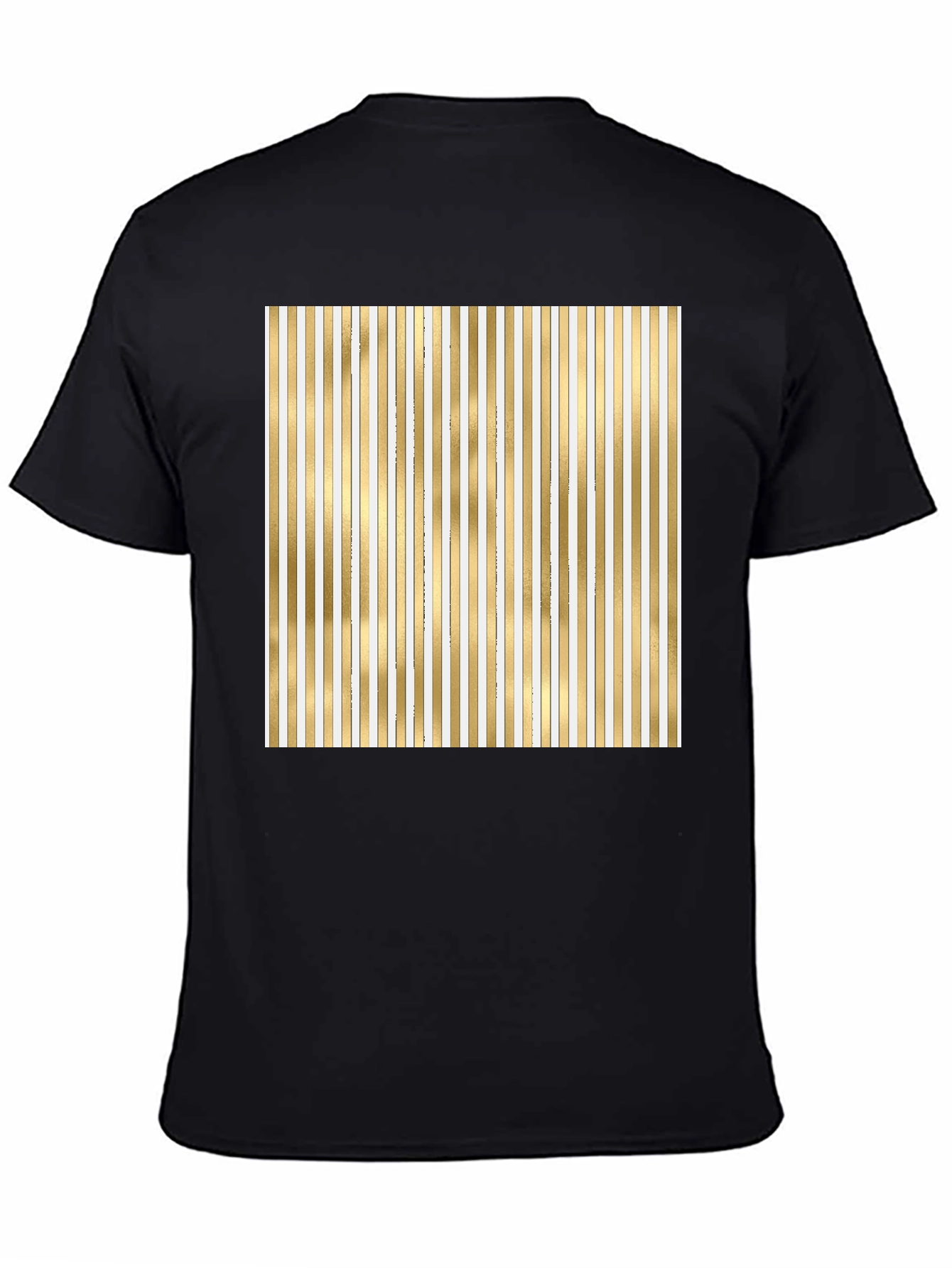Striped Gold & White Graphic Tee - Modern Design