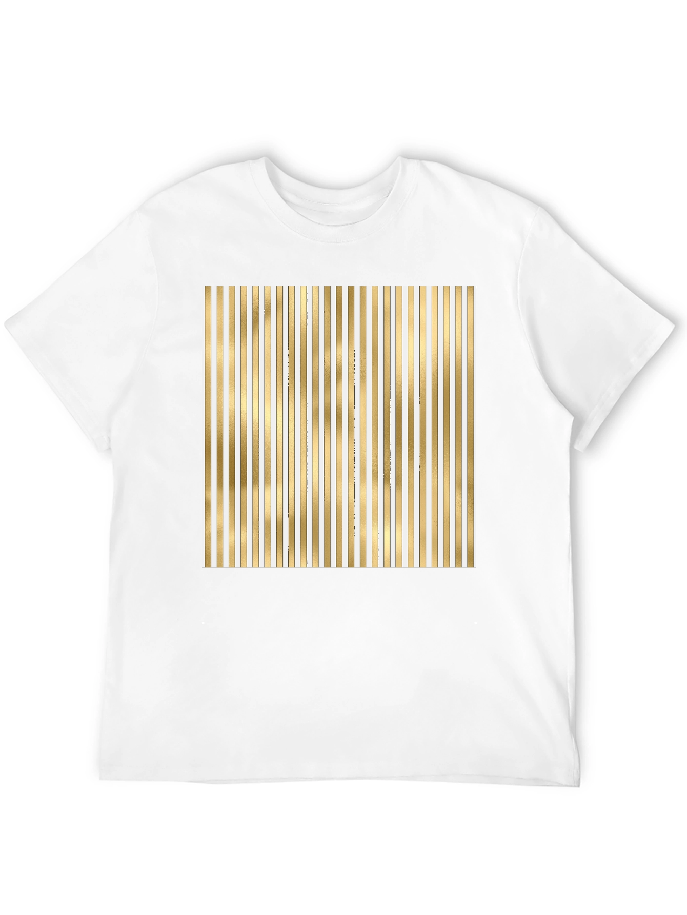 Striped Gold & White Graphic Tee - Modern Design