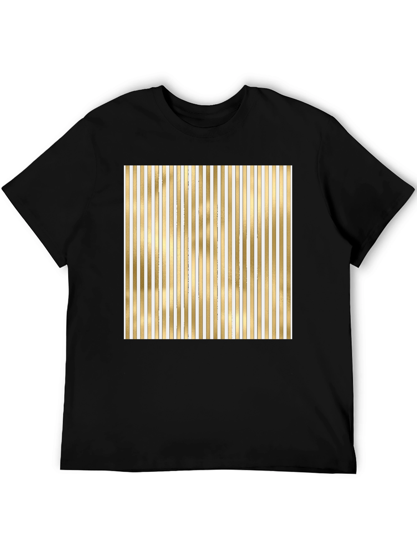 Striped Gold & White Graphic Tee - Modern Design