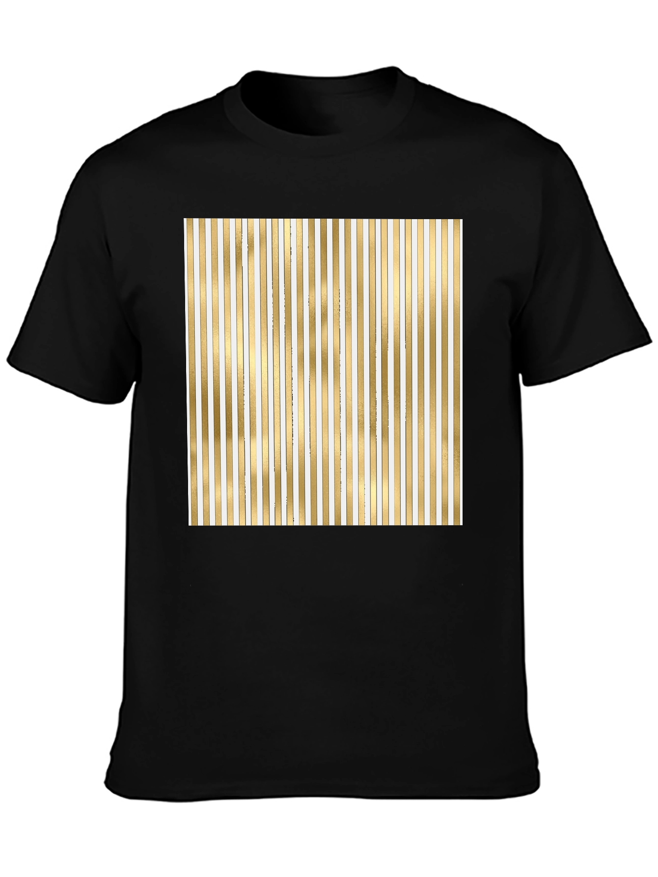 Striped Gold & White Graphic Tee - Modern Design