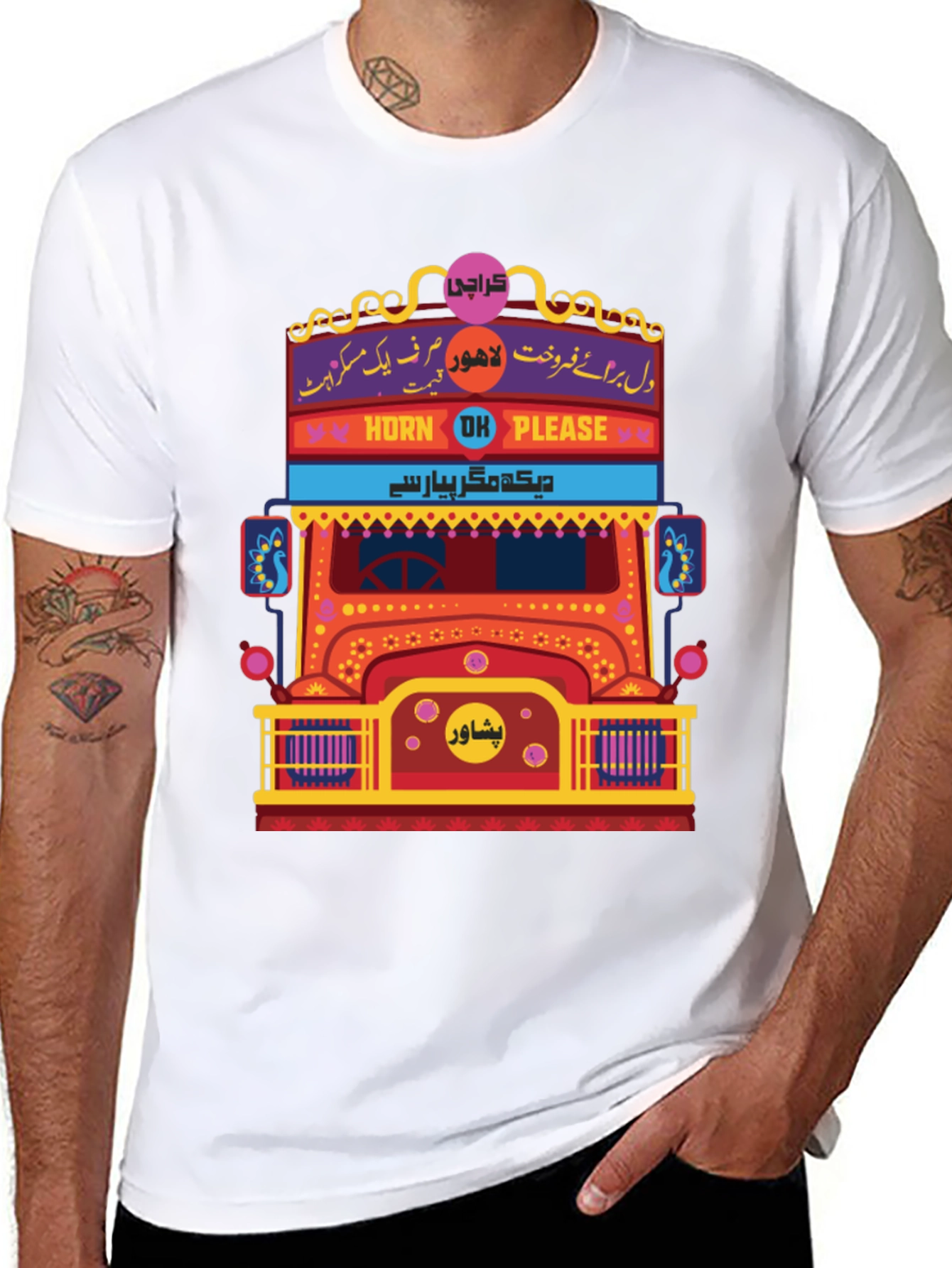 Pakistan Truck Art T-Shirt - Horn OK Please