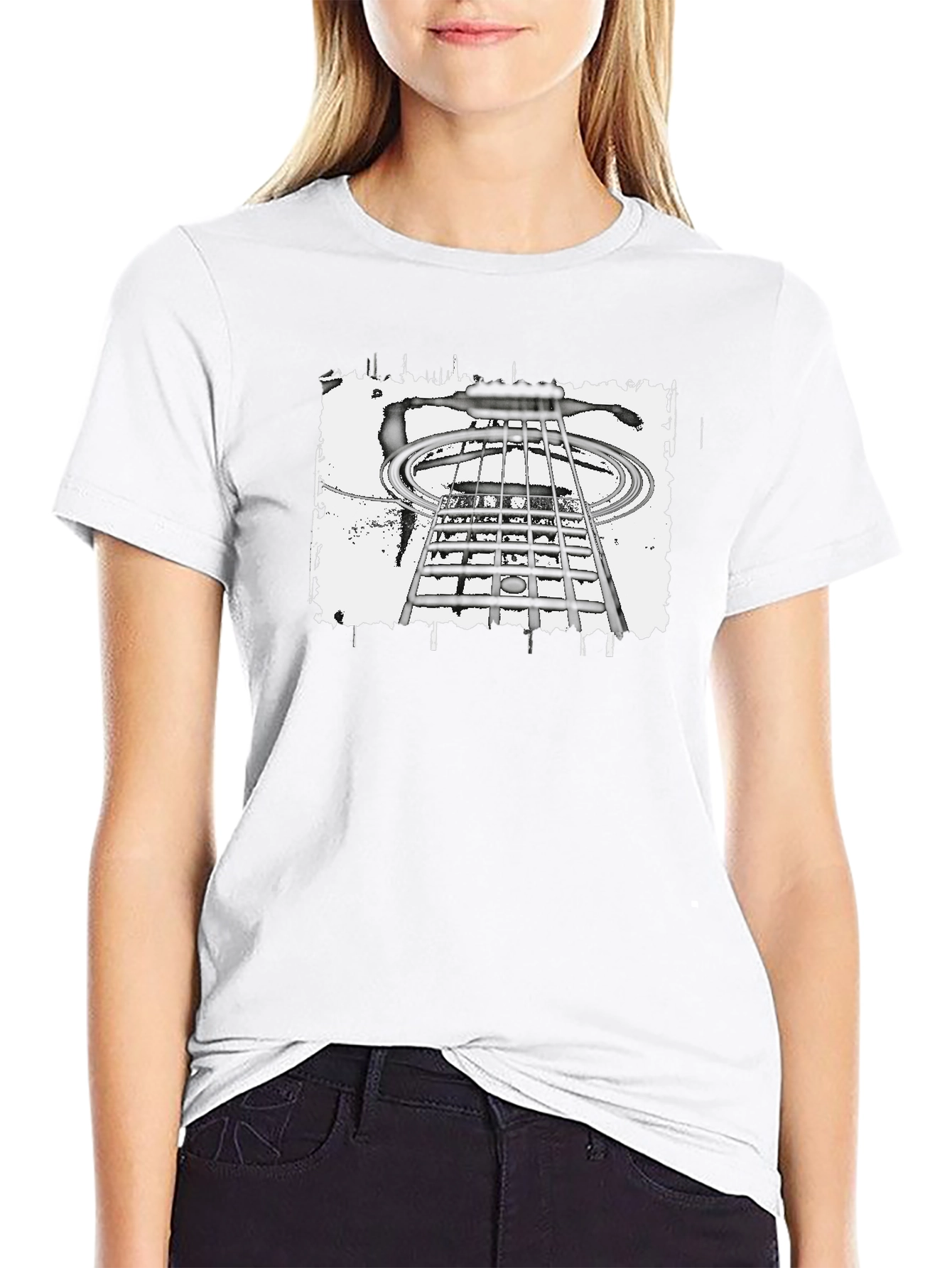 Abstract Guitar T-Shirt - Black Cotton Tee