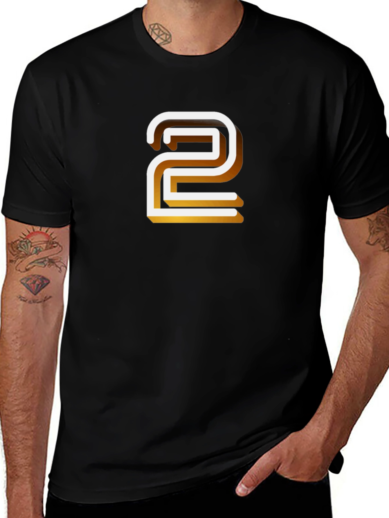 Retro Number 2 Graphic T-Shirt - Black