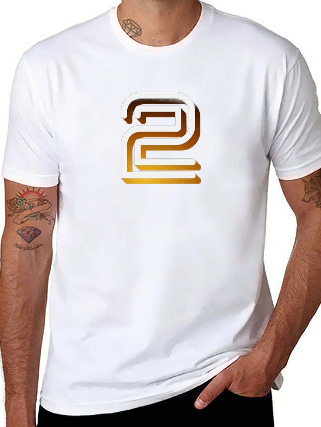 Retro Number 2 Graphic T-Shirt - Black