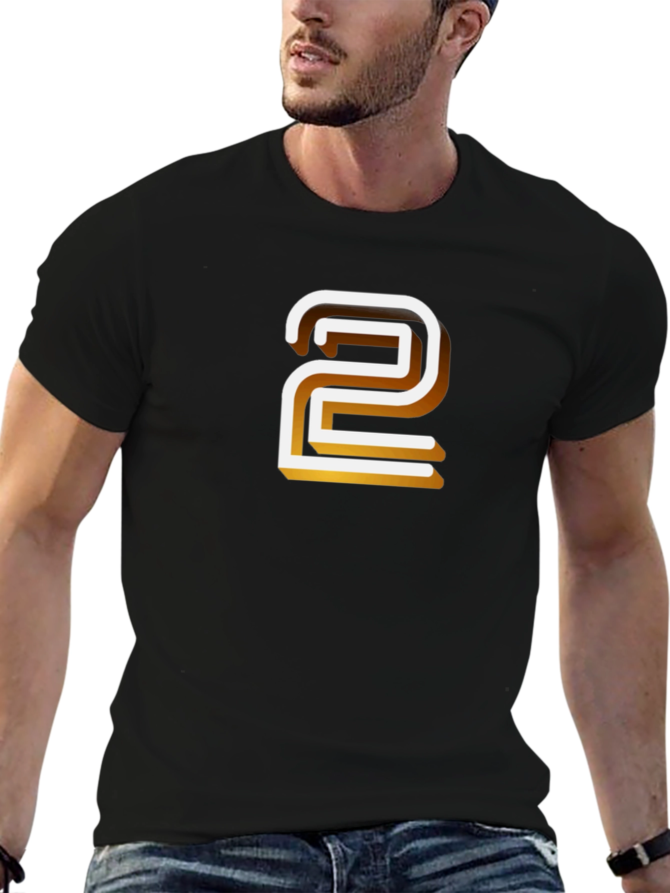 Retro Number 2 Graphic T-Shirt - Black