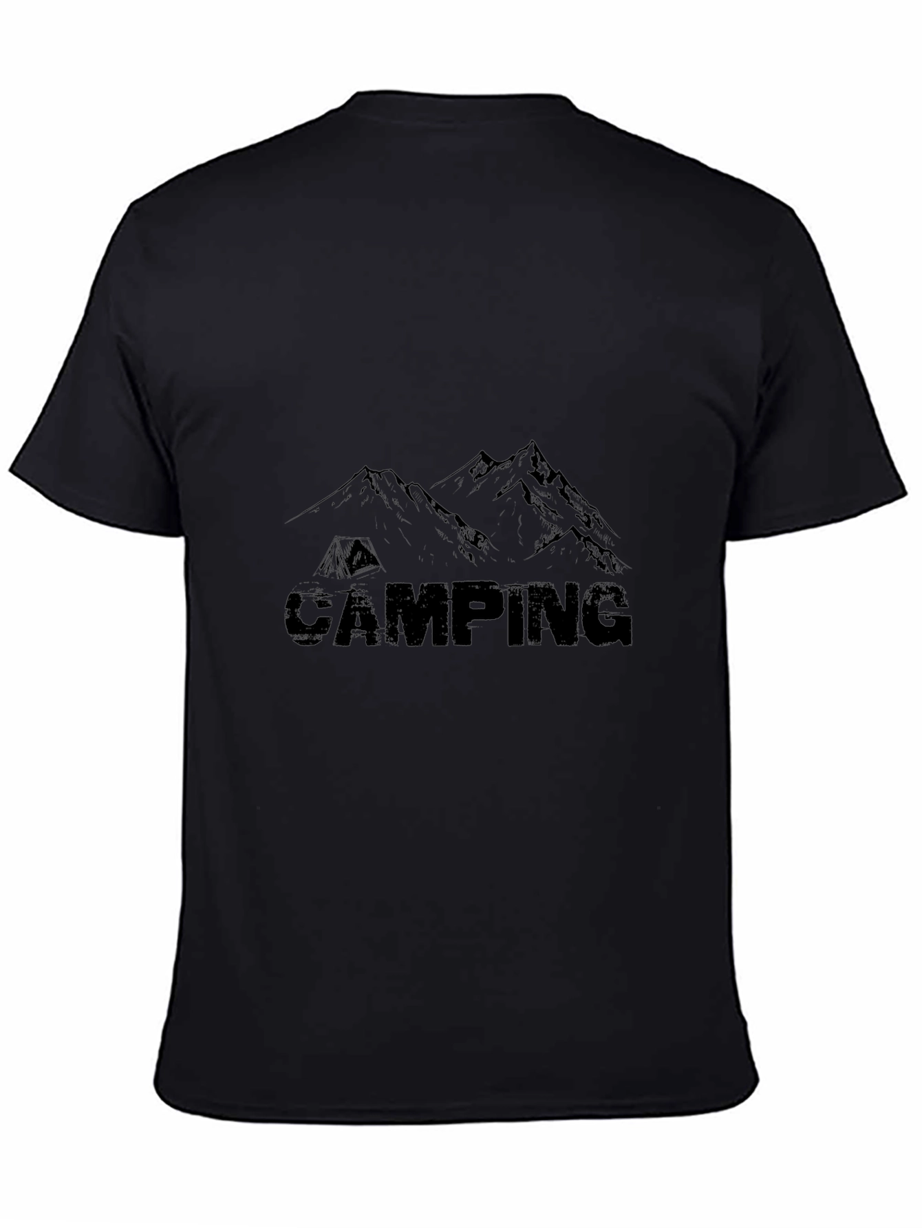 Camping Graphic Print T-Shirt - Black