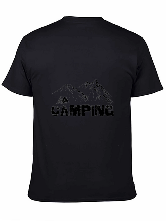 Camping Graphic Print T-Shirt - Black