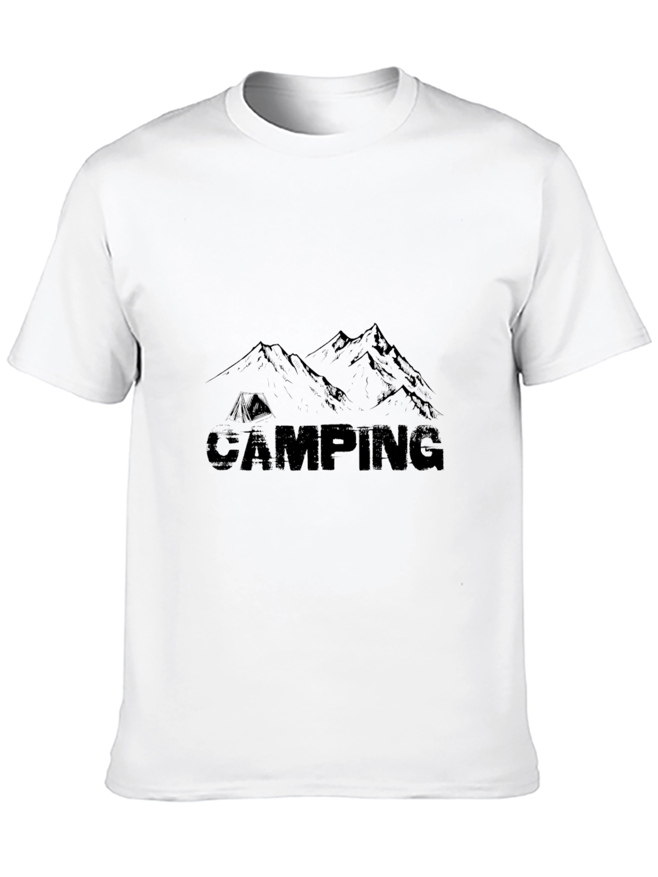 Camping Graphic Print T-Shirt - Black
